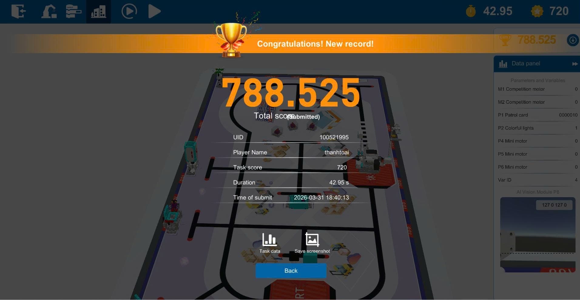 Sa bàn RoboSim — giao diện phần mềm thi vòng loại RBT2026